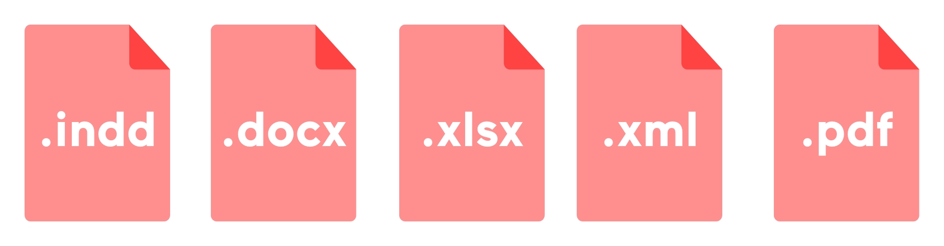 Une série de fichiers rouges avec diverses extensions en blanc